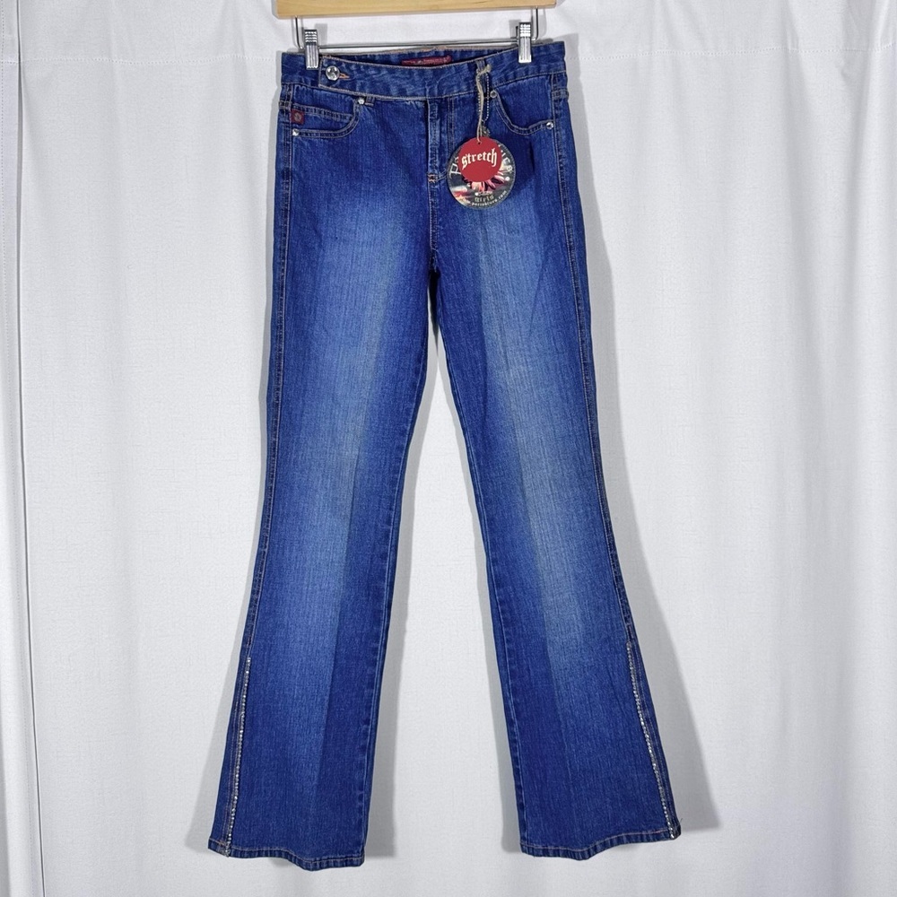 Deadstock Paris Blues Y2K Rhinestone Flare Jeans
